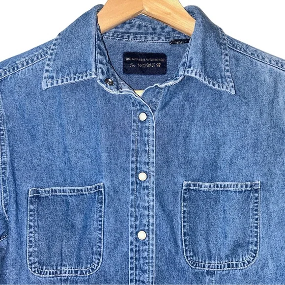 Denim Shirt Western Core Snap Button 100% Cotton Women’s Small - Picture 2 of 6